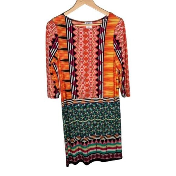 Monroe and Main Sheath Dress Women’s Size Small Geometric Print Stretch - Picture 1 of 11